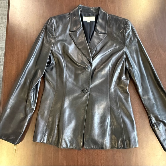 Badgley Mischka Black Leather Jacket - Picture 2 of 5